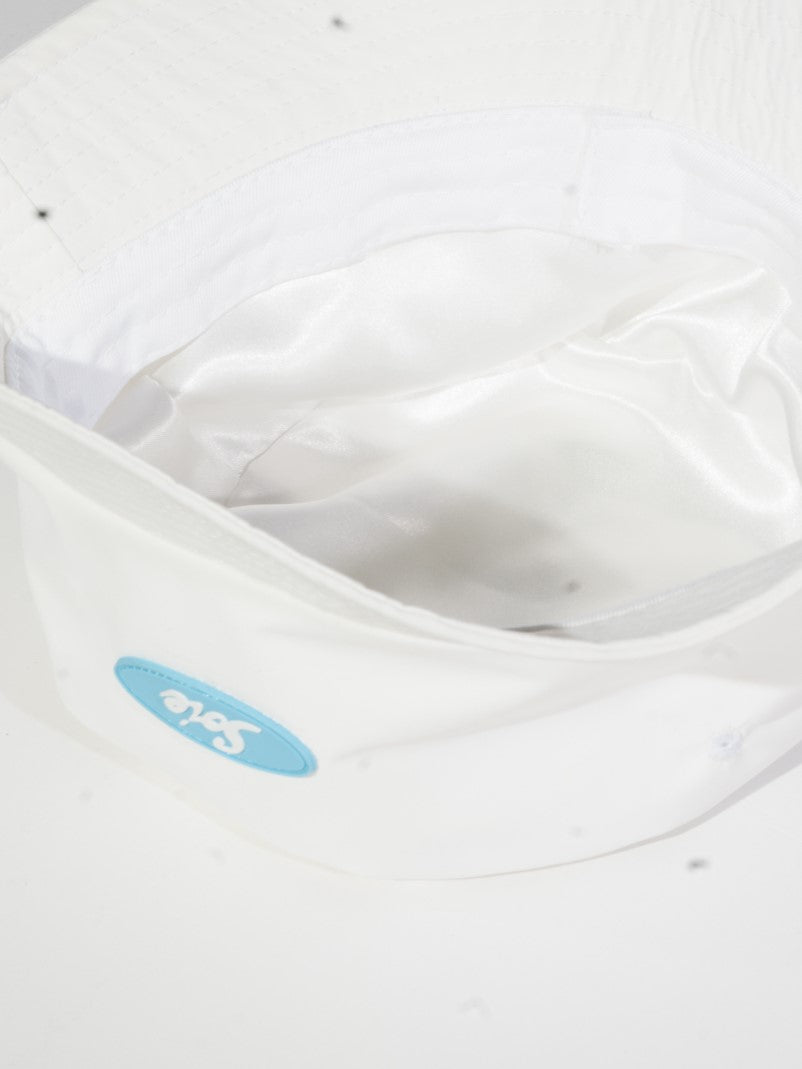 White Waterproof Satin-Lined Bucket Hat