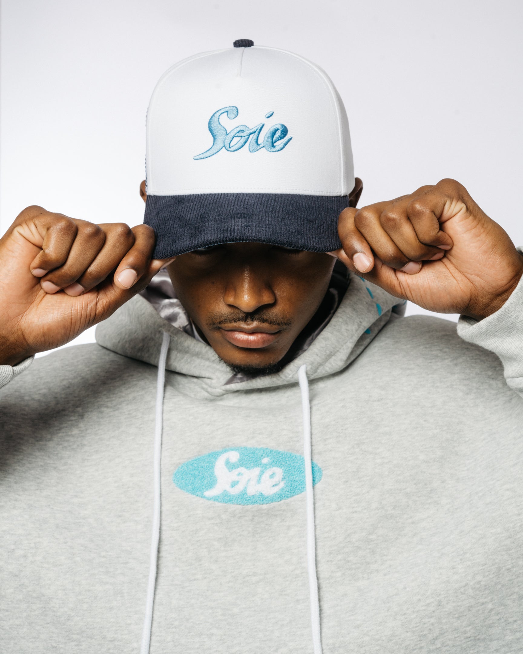 Blue Corduroy Brim Satin Lined Snapback