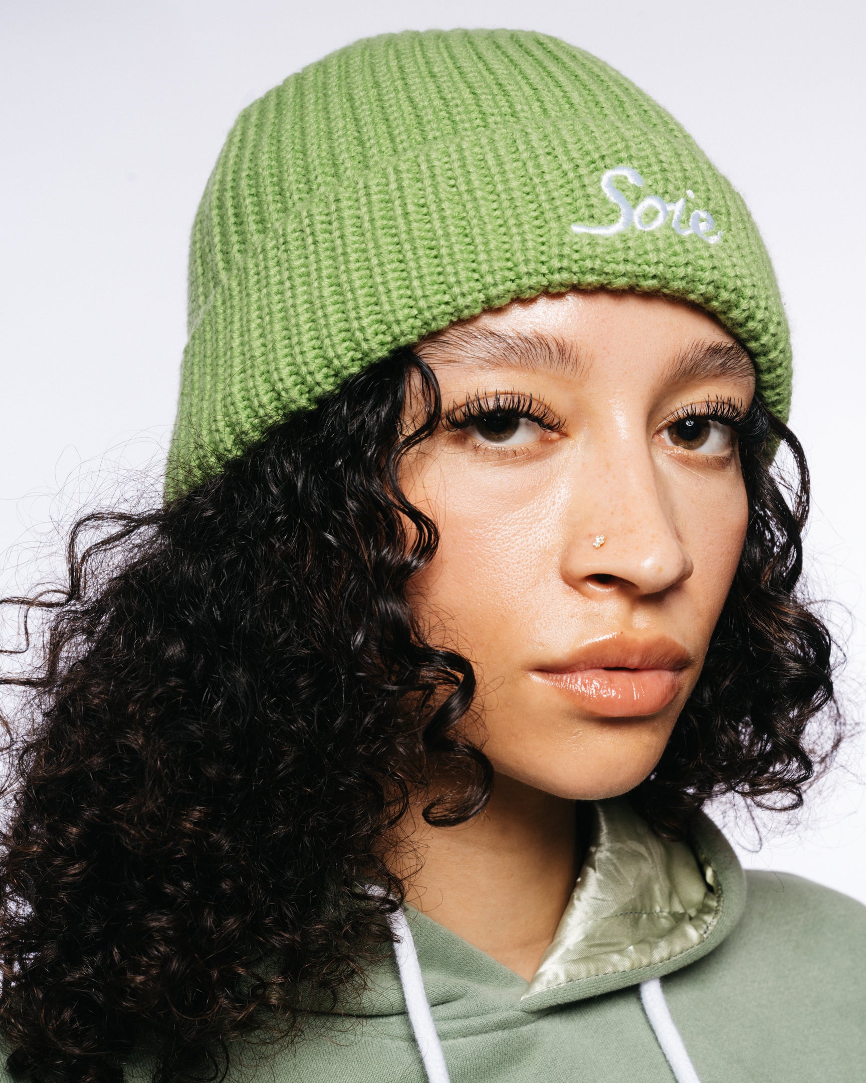 Green Satin Lined Beanie