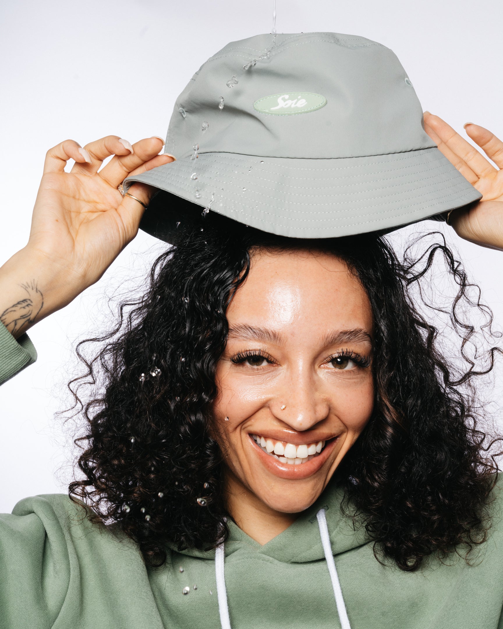 Green Waterproof Satin-Lined Bucket Hat