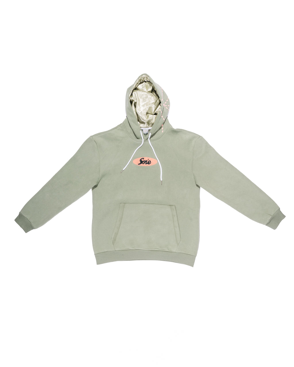 Green Chenille Satin-Lined Hoodie
