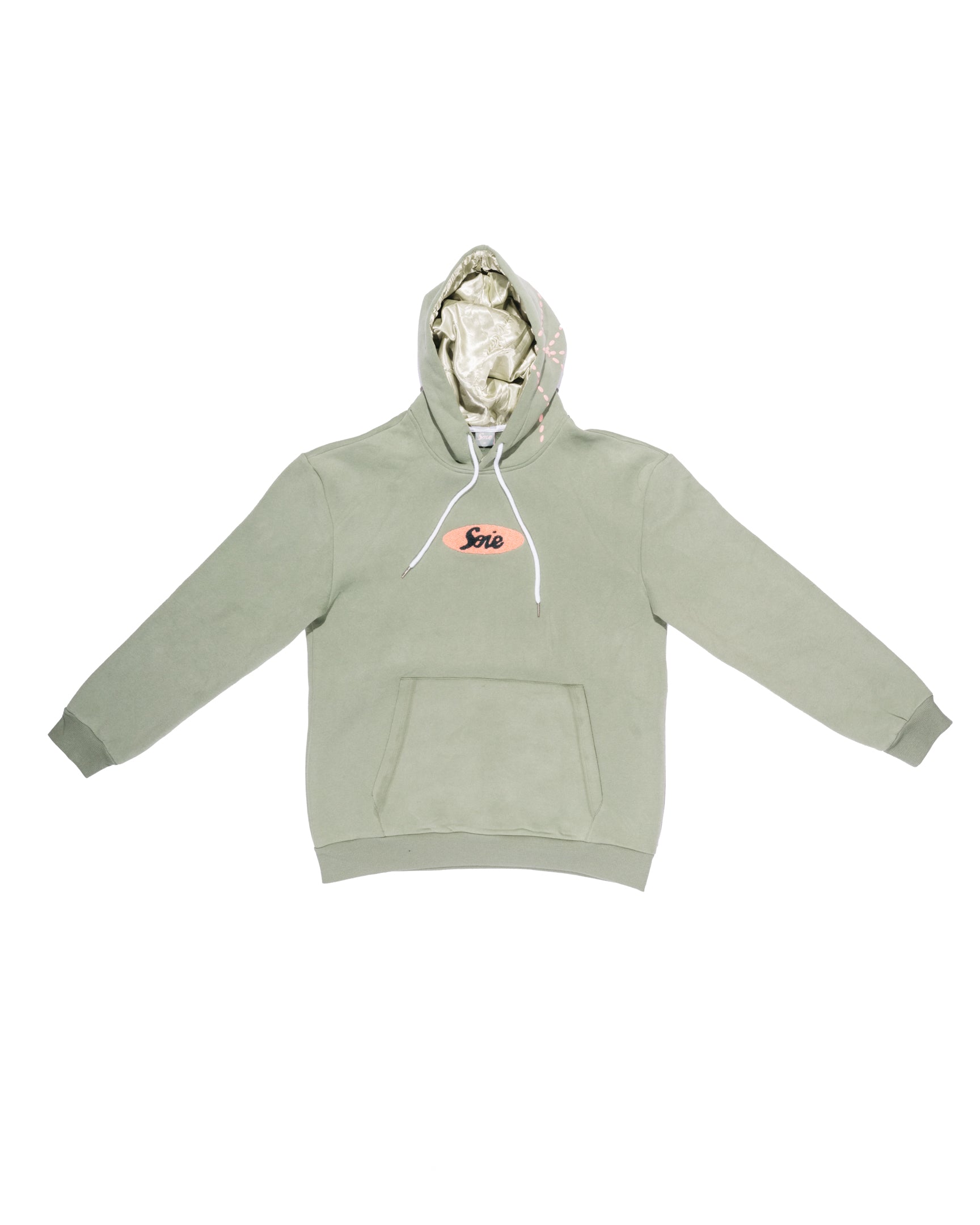 Green Chenille Satin-Lined Hoodie