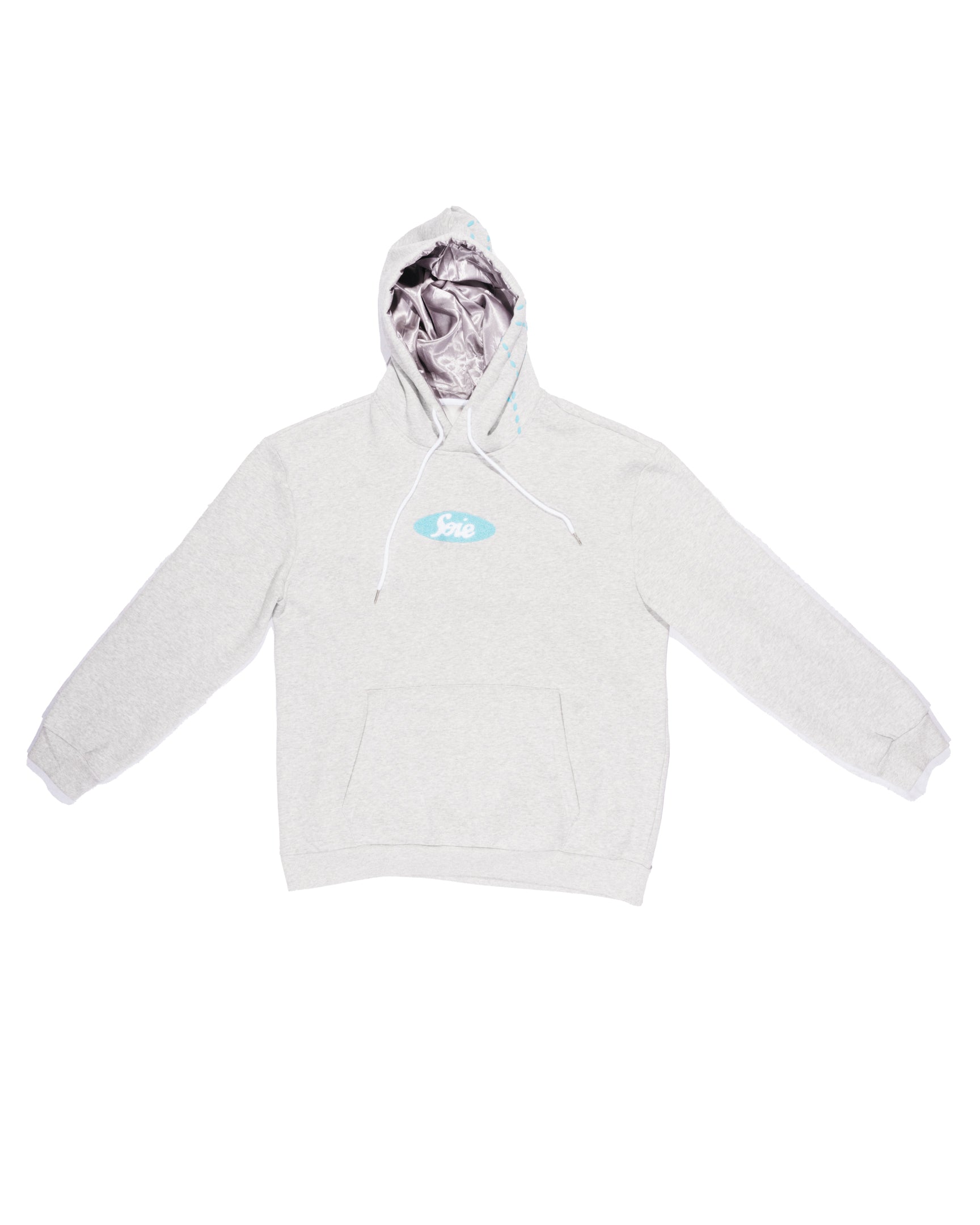 Grey Chenille Satin-Lined Hoodie