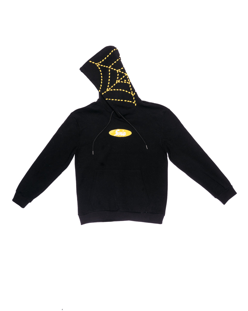 Black Chenille Satin-Lined Hoodie