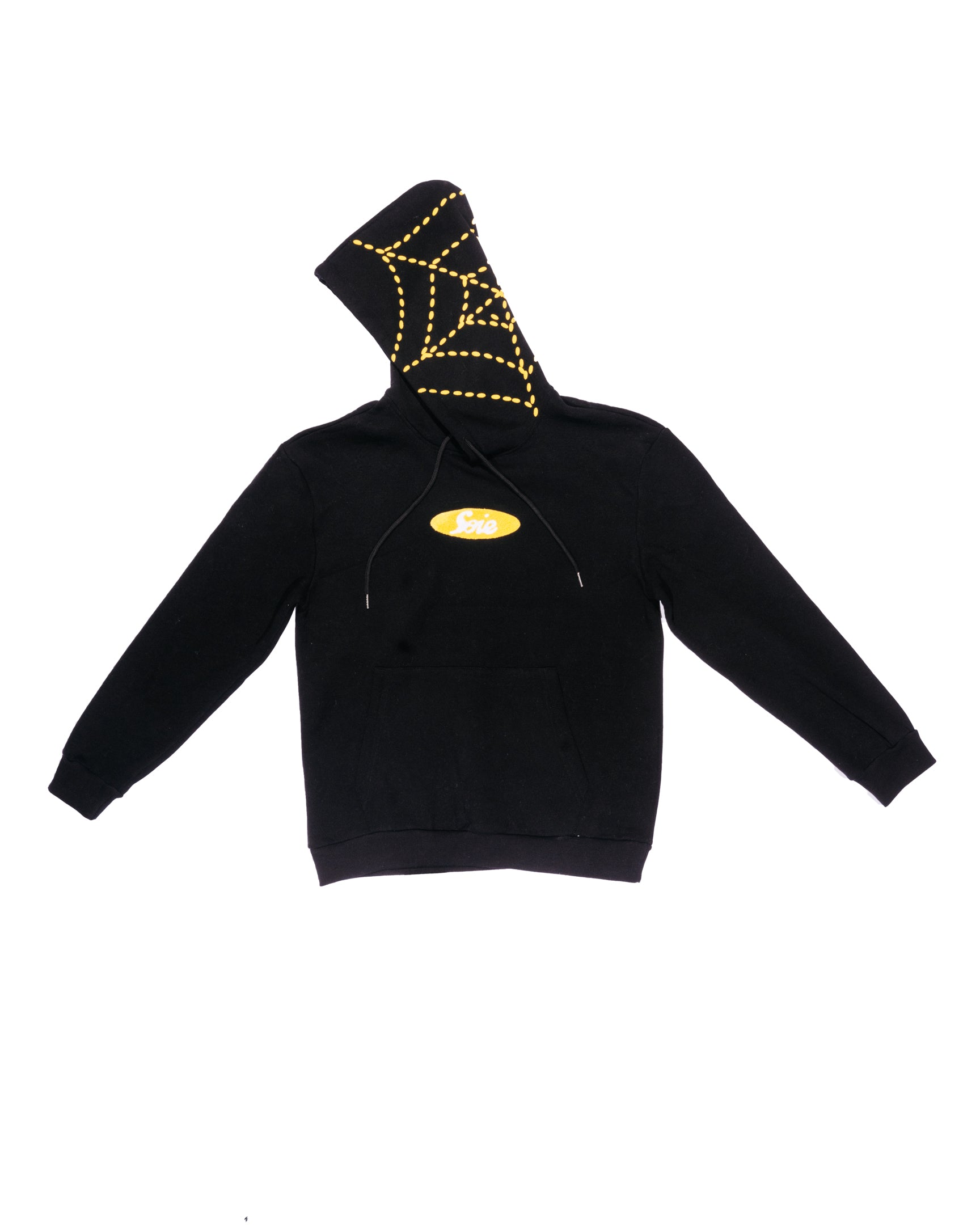 Black Chenille Satin-Lined Hoodie