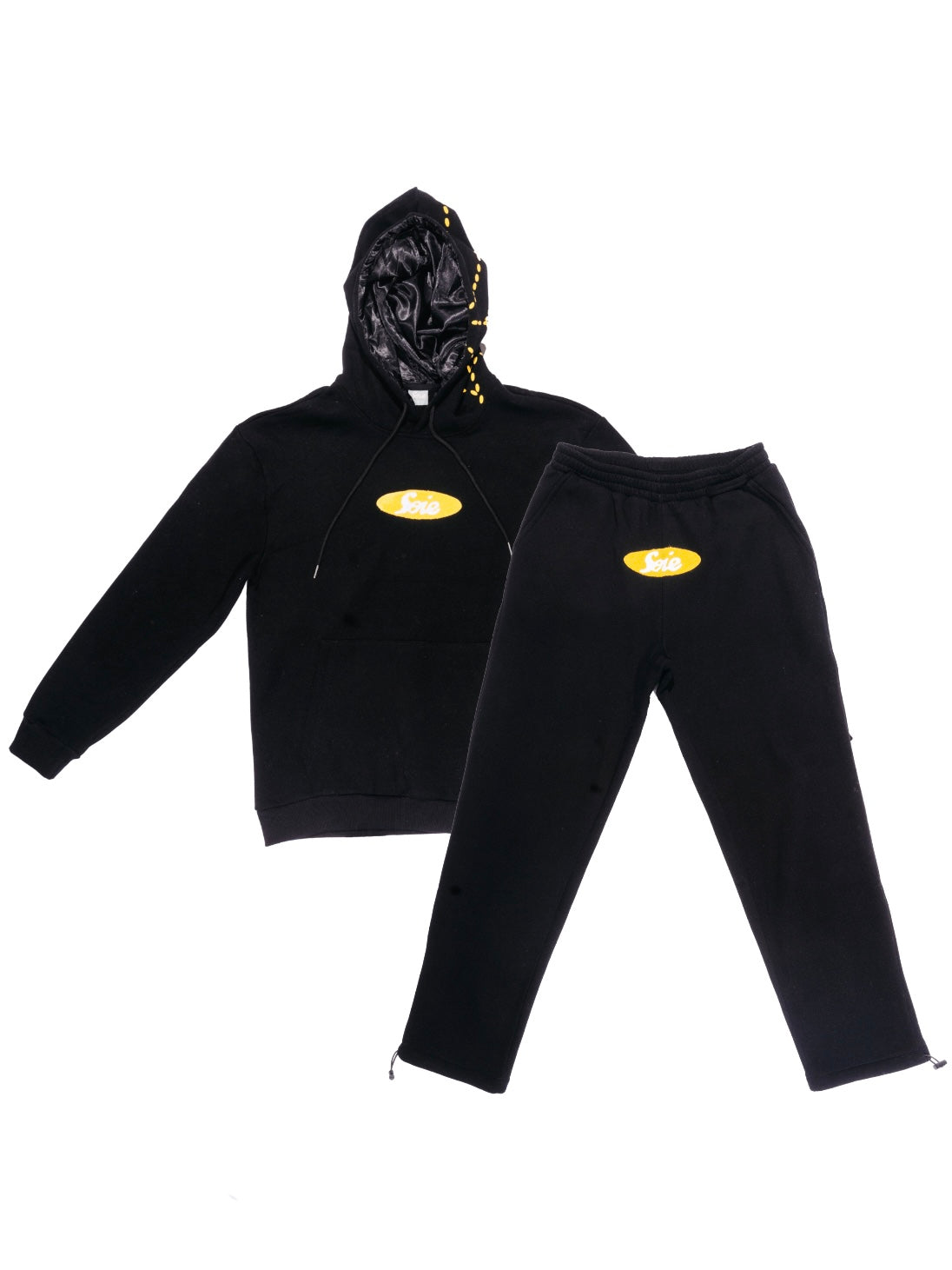 Black Chenille Satin-Lined Sweatsuit