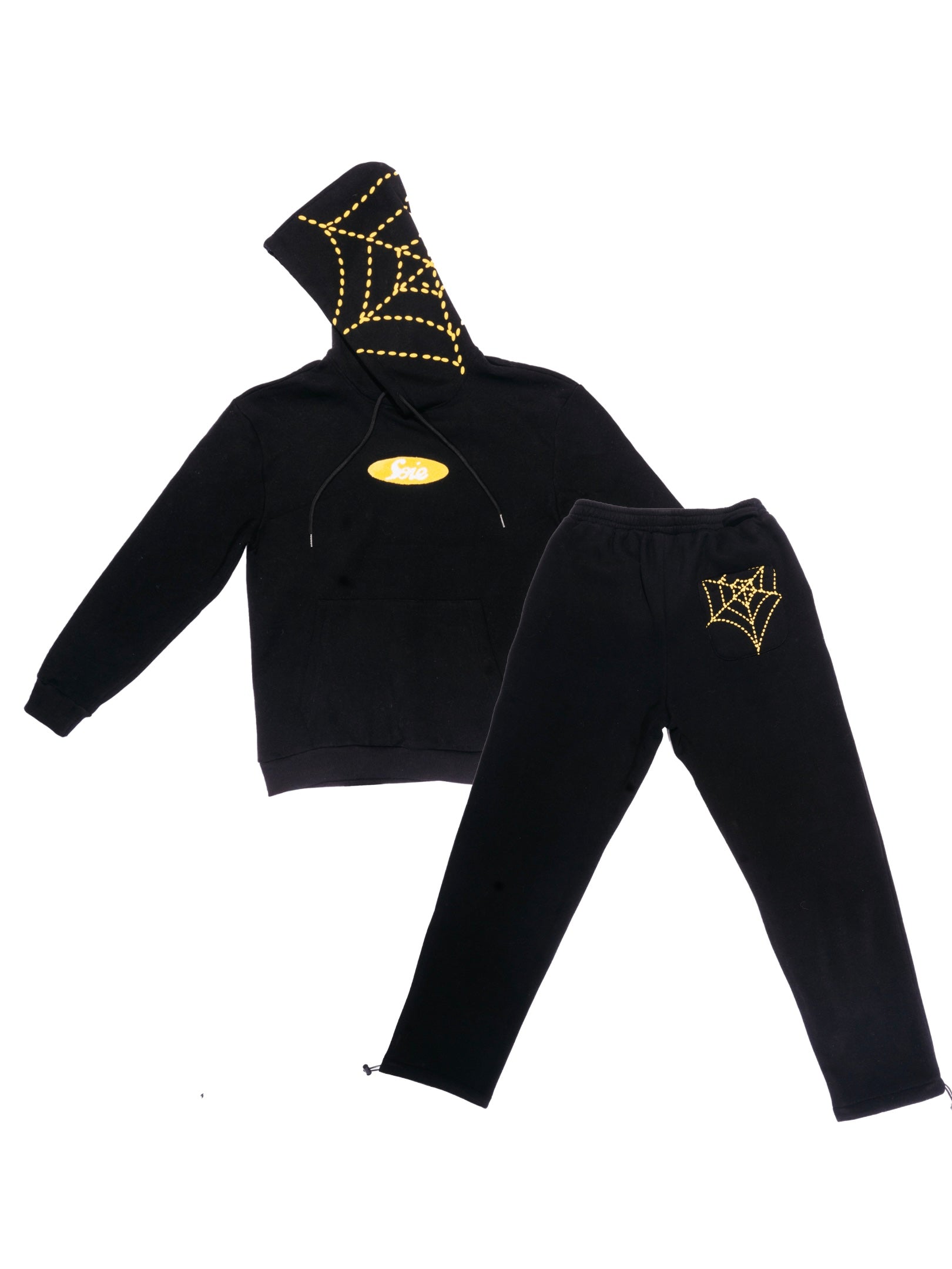 Black Chenille Satin-Lined Sweatsuit