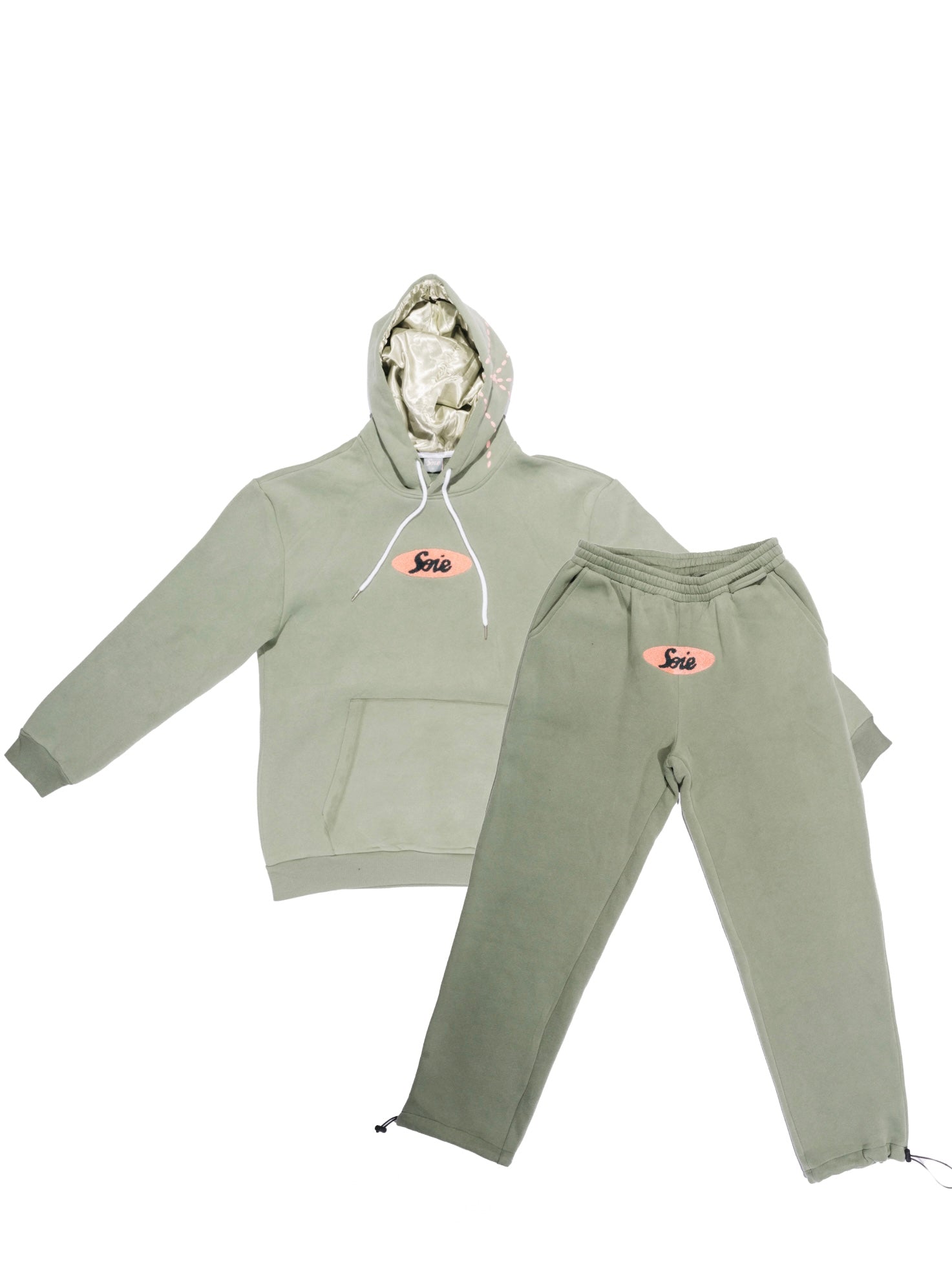 Green Chenille Satin-Lined Sweatsuit