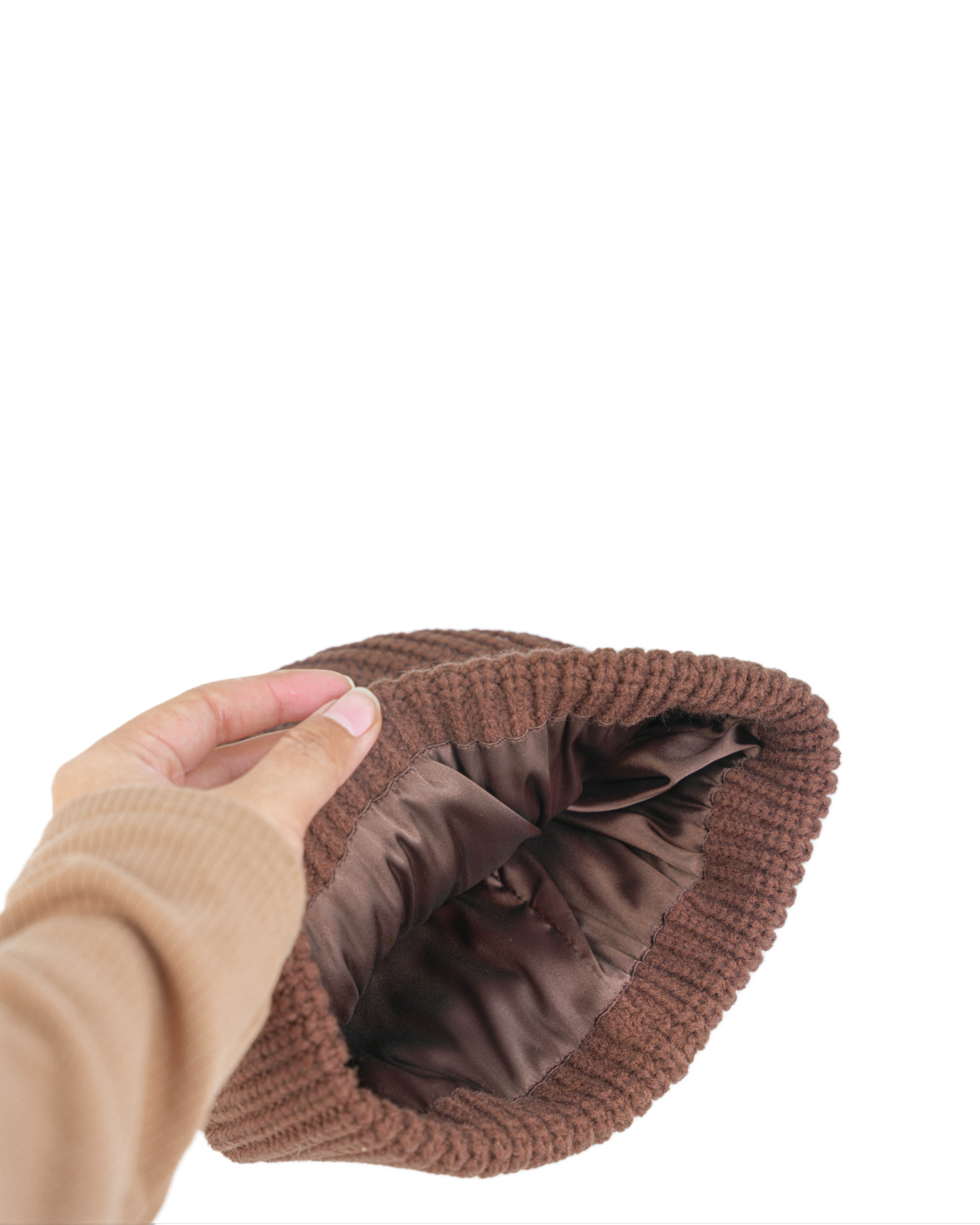 Brown Satin-Lined Beanie