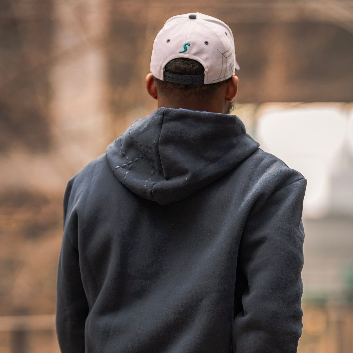 Navy Chenille Satin-Lined Hoodie