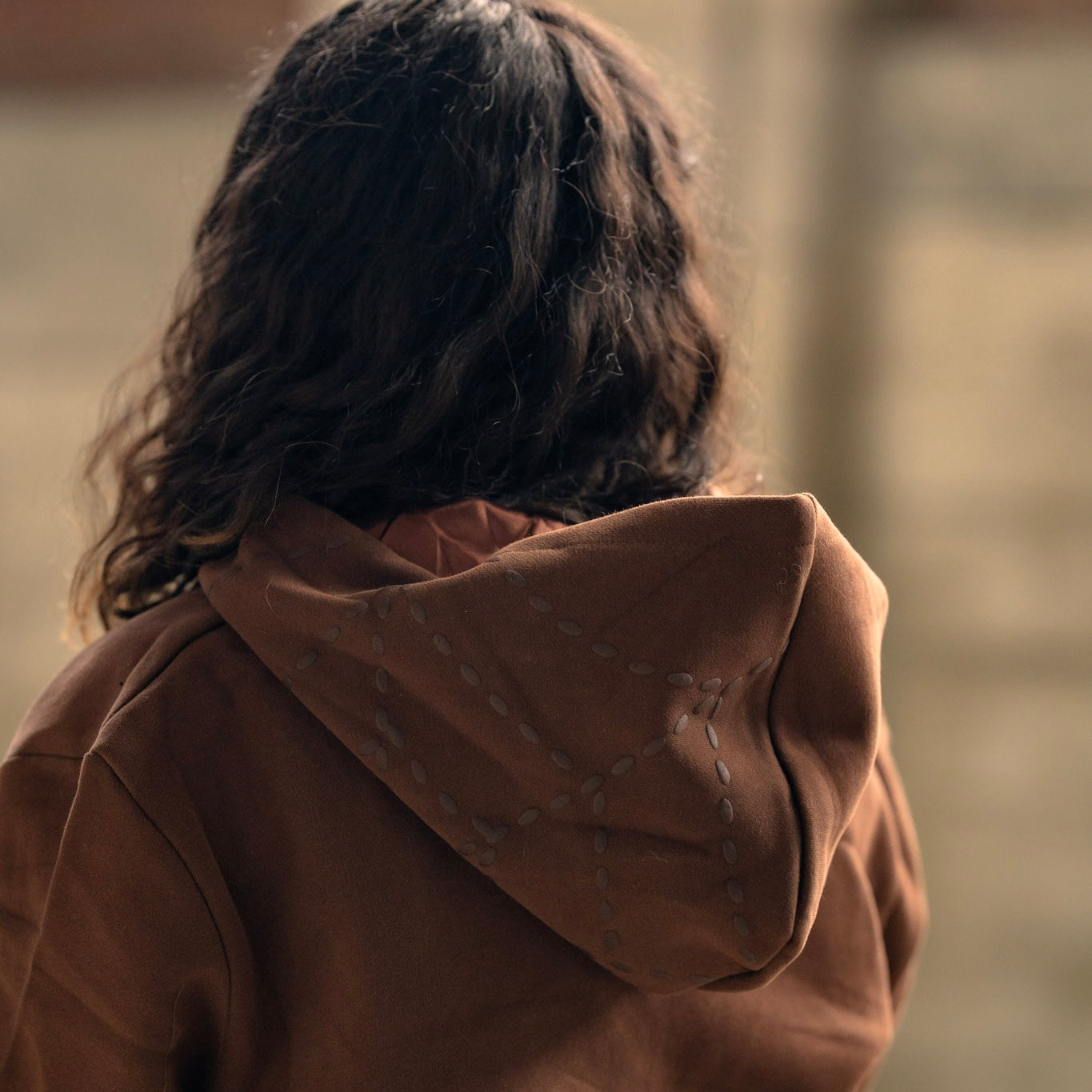 Brown Chenille Satin-Lined Hoodie